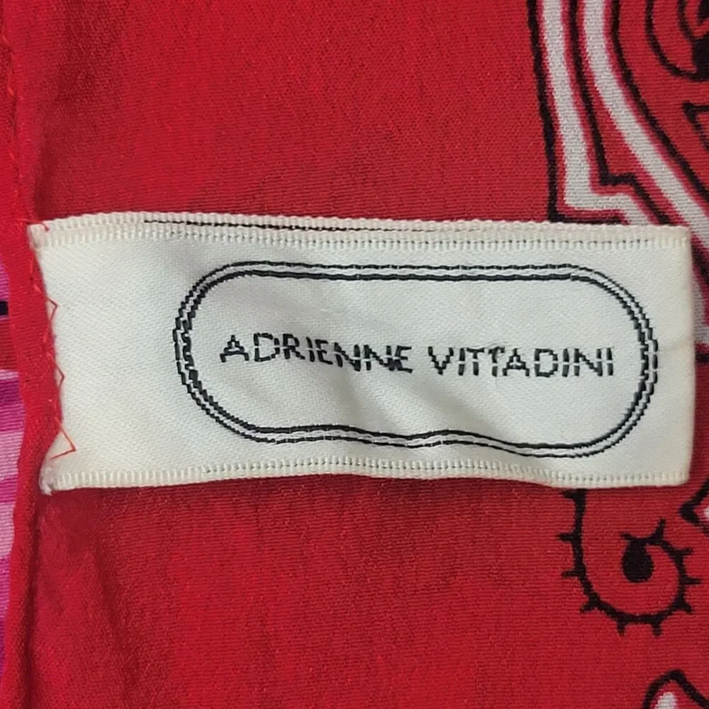 VTG Adrienne Vittadini Red Floral and Paisley Print Square Scarf 100% Silk Japan